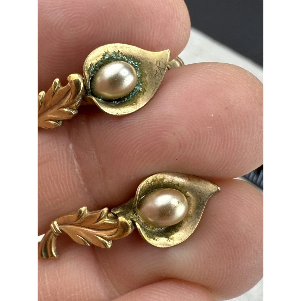 Vintage White Co.  Gold Filled Earrings‎ Faux Pearl